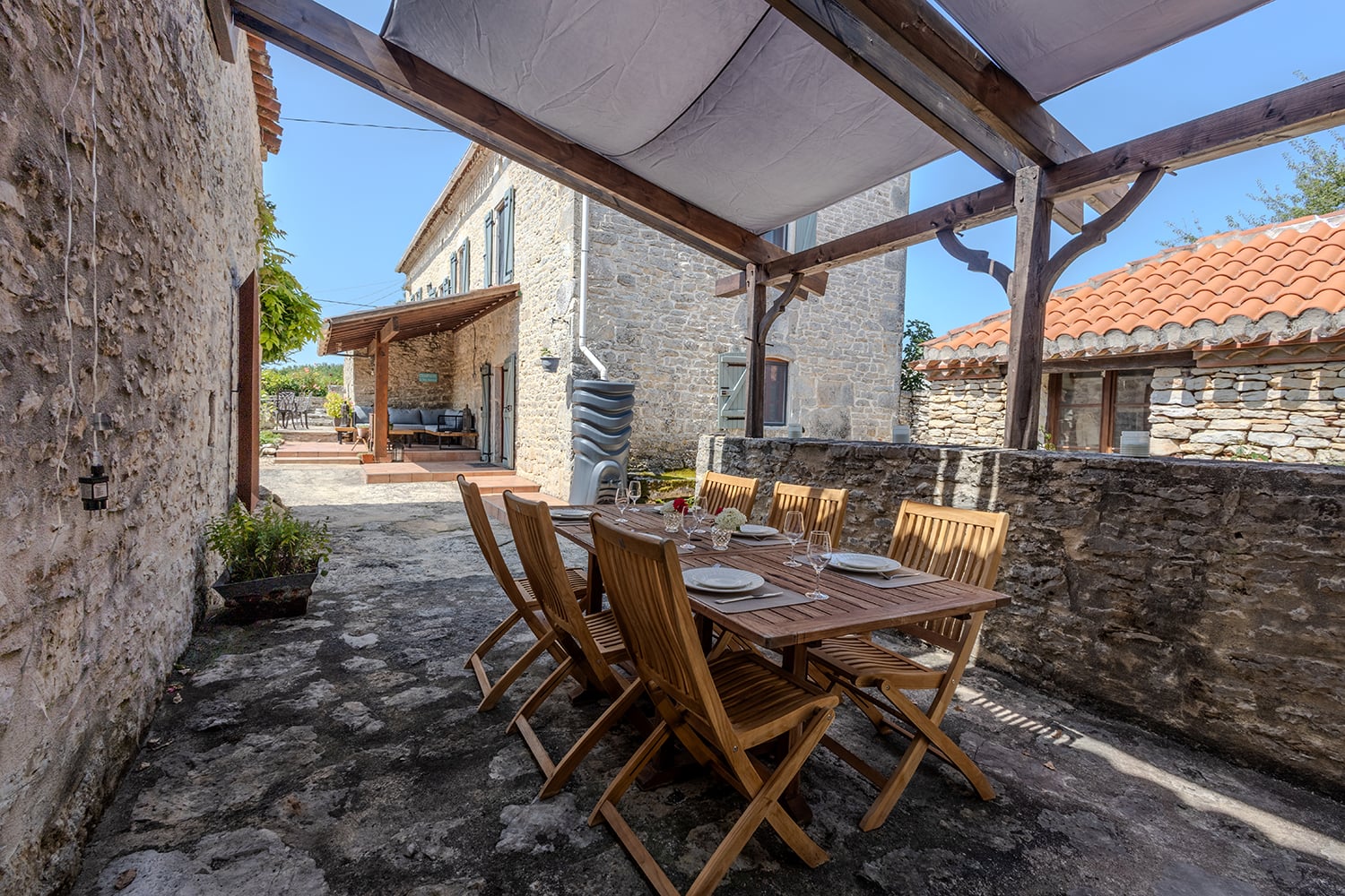 Shaded dining terrace