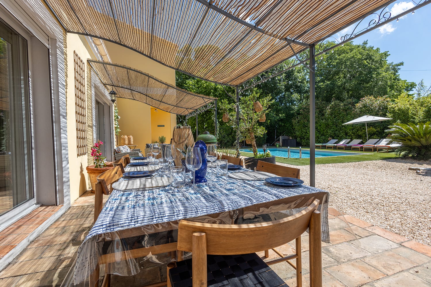 Shaded dining terrace