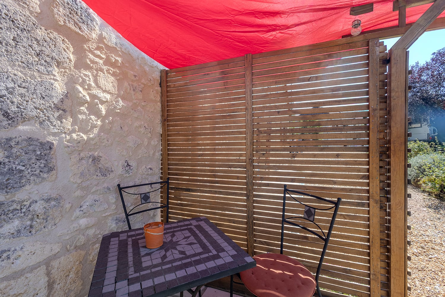 Shaded dining terrace