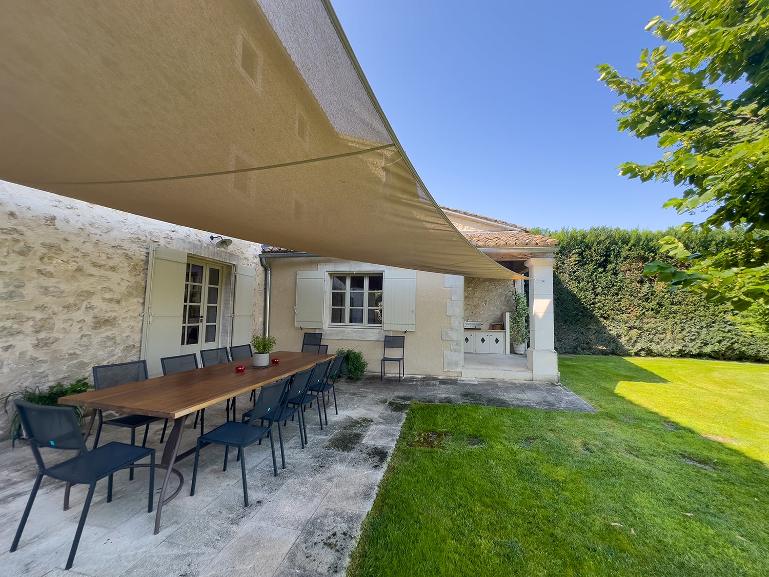 Shaded dining terrace