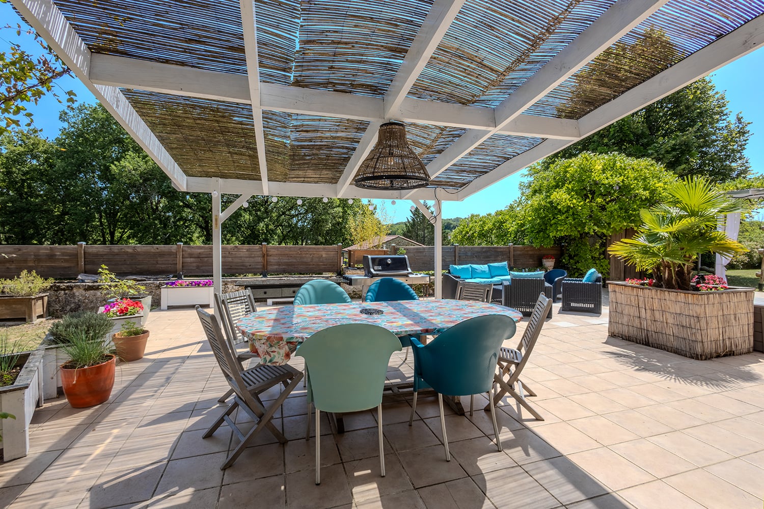 Shaded dining terrace