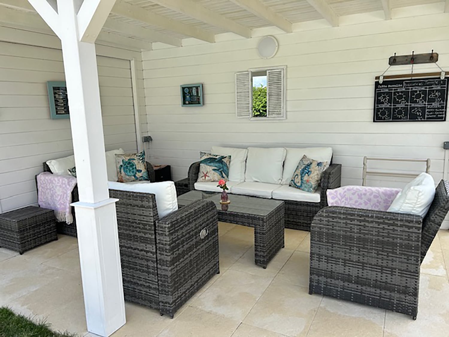 Shaded pool terrace