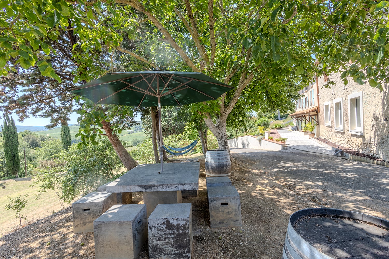 Shaded dining terrace