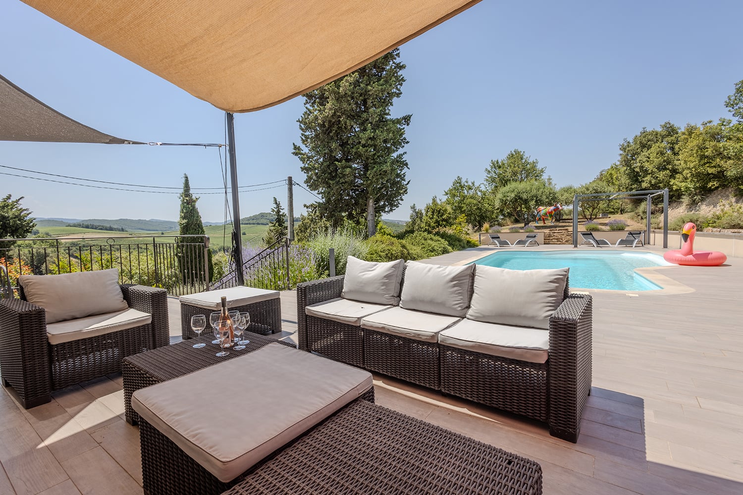 Shaded pool terrace