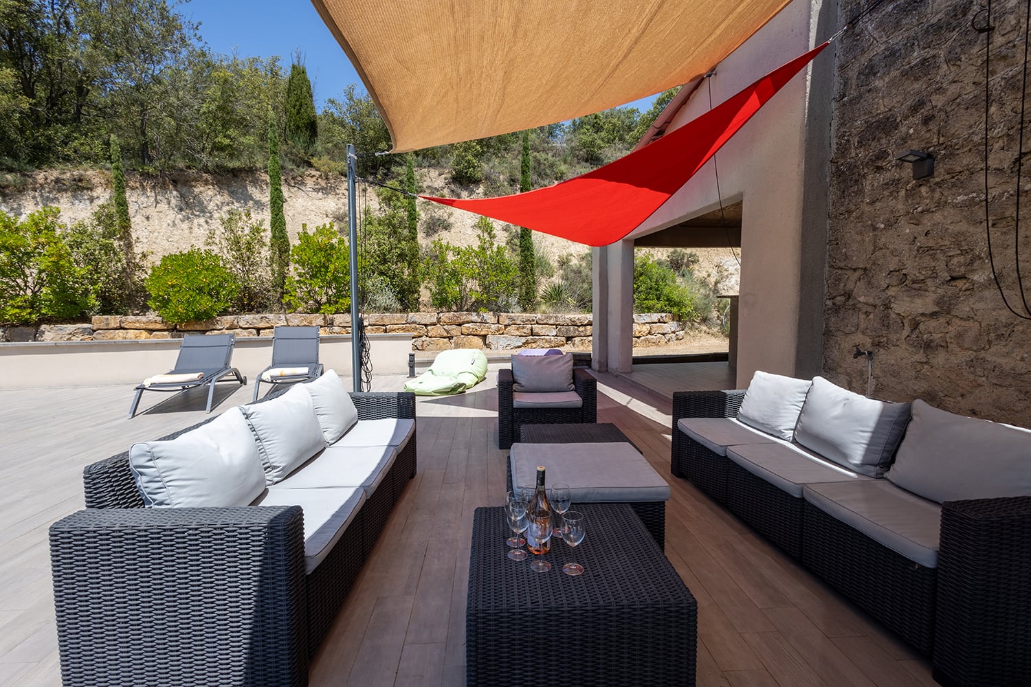 Shaded pool terrace