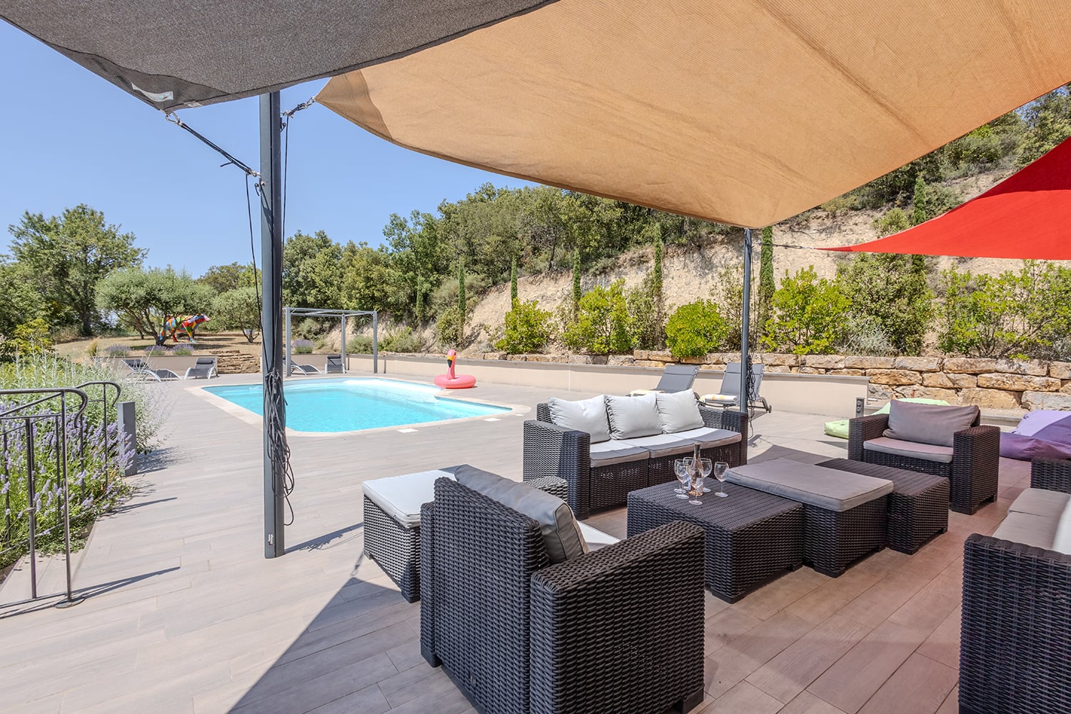 Shaded pool terrace