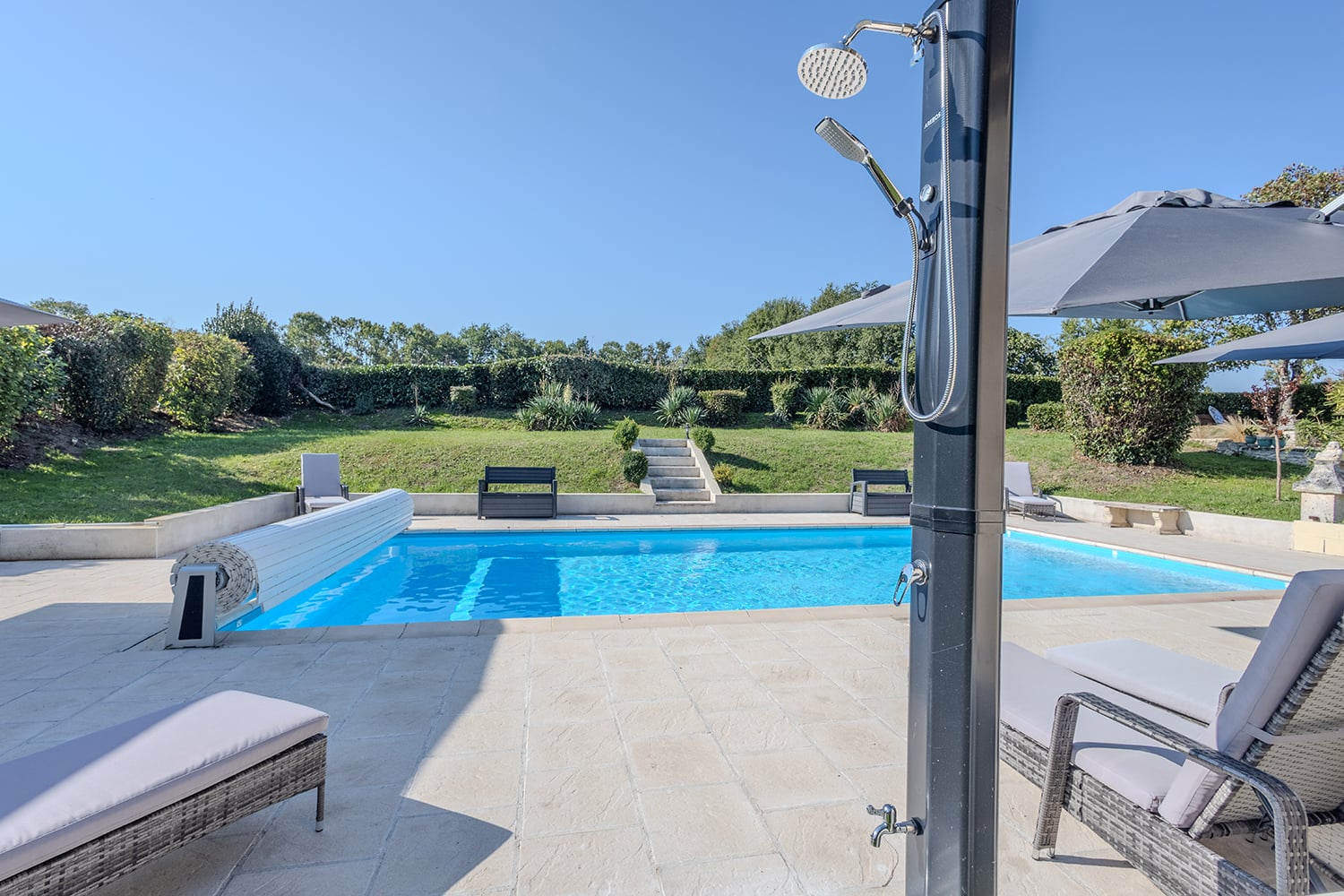 Private pool with pool shower