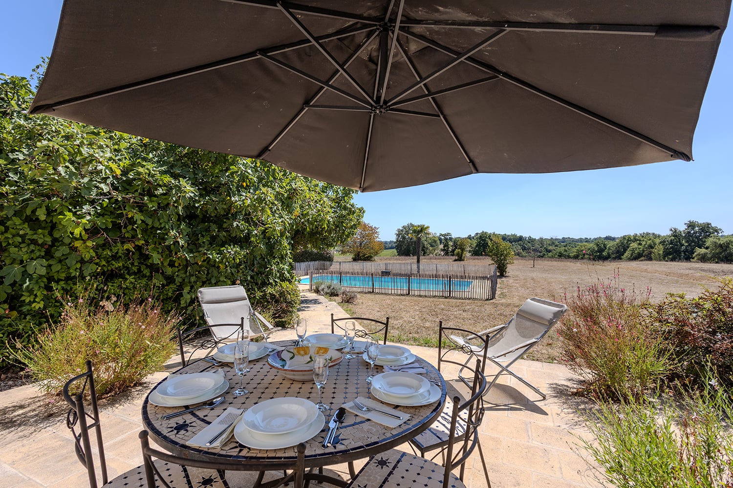 Shaded dining terrace