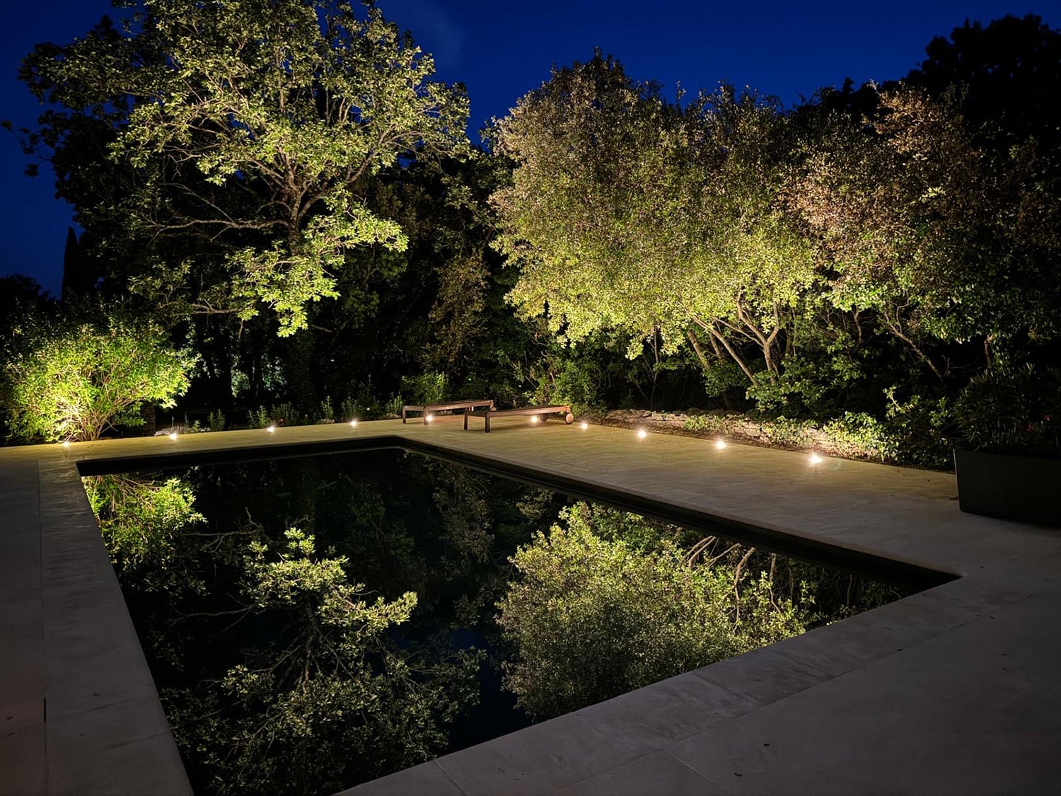 Private pool at night