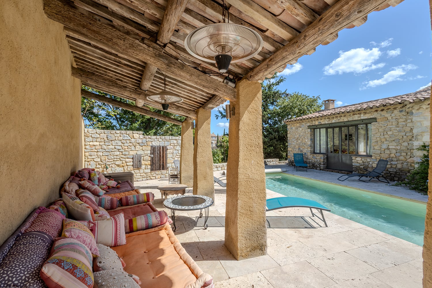 Shaded pool terrace