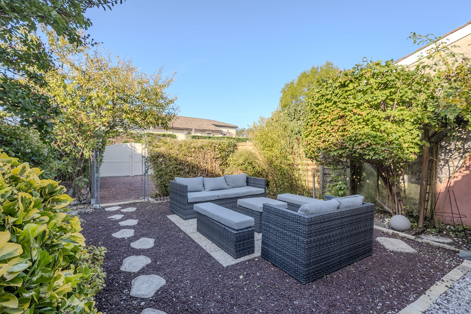Rear terrace and private parking