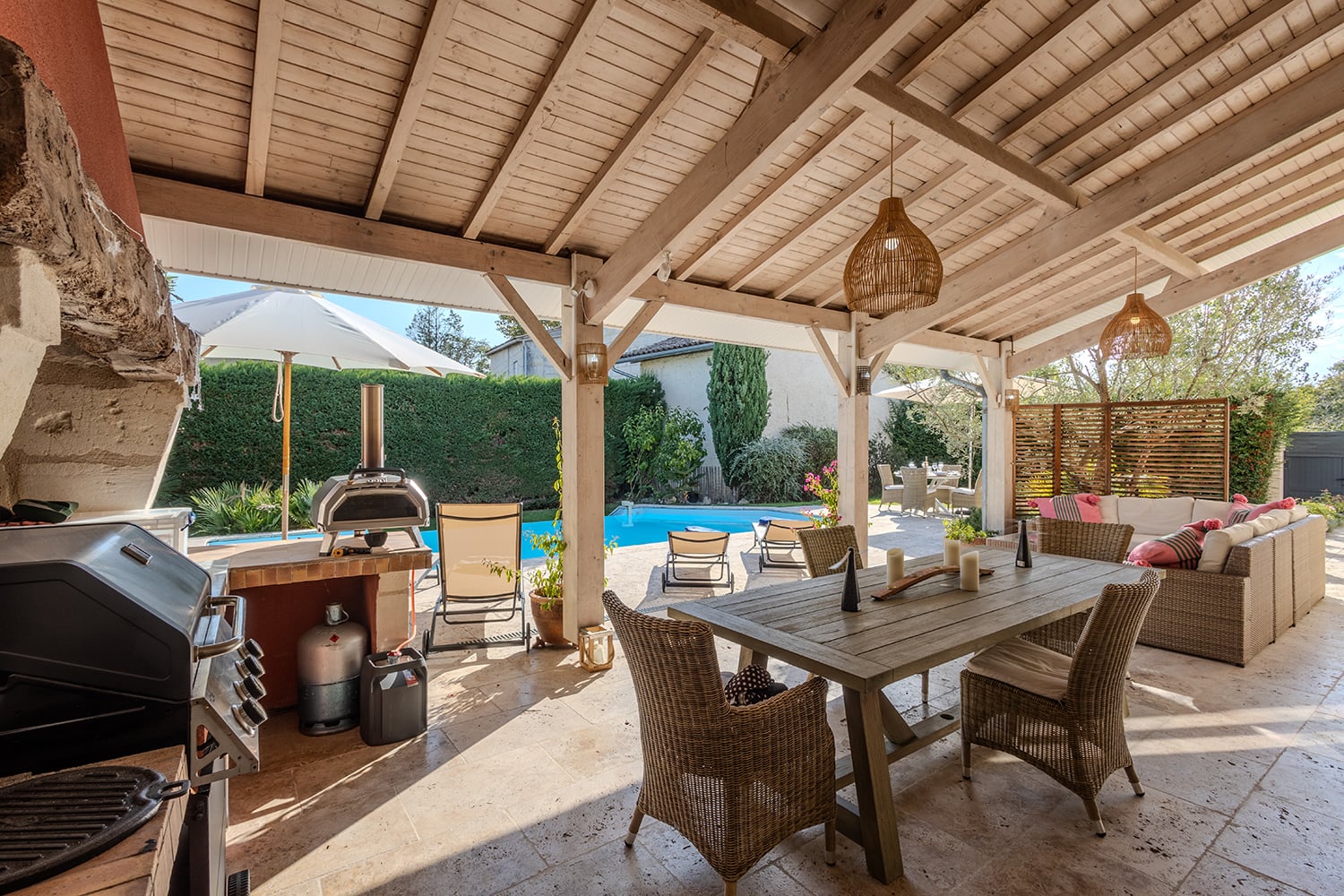 Shaded dining terrace
