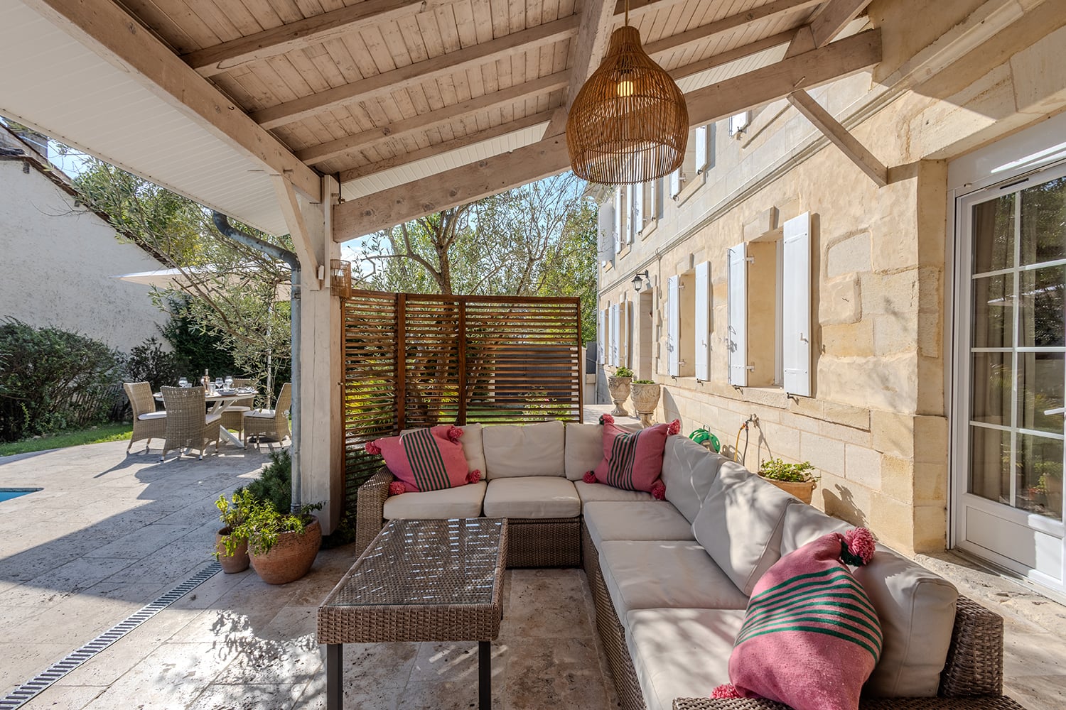 Shaded dining terrace