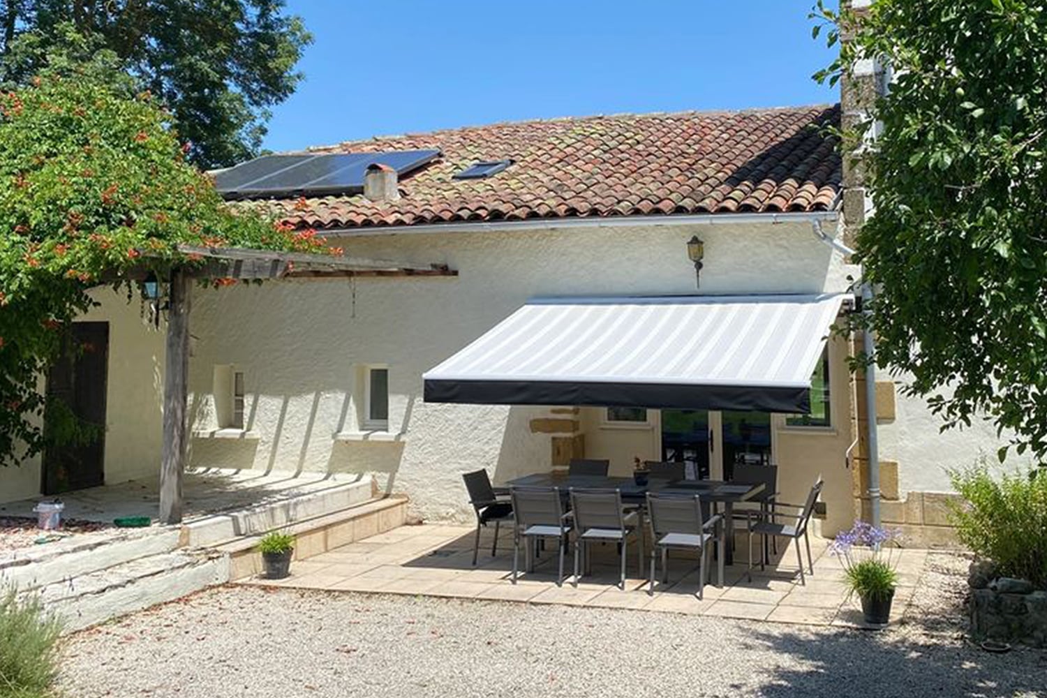 Shaded dining terrace