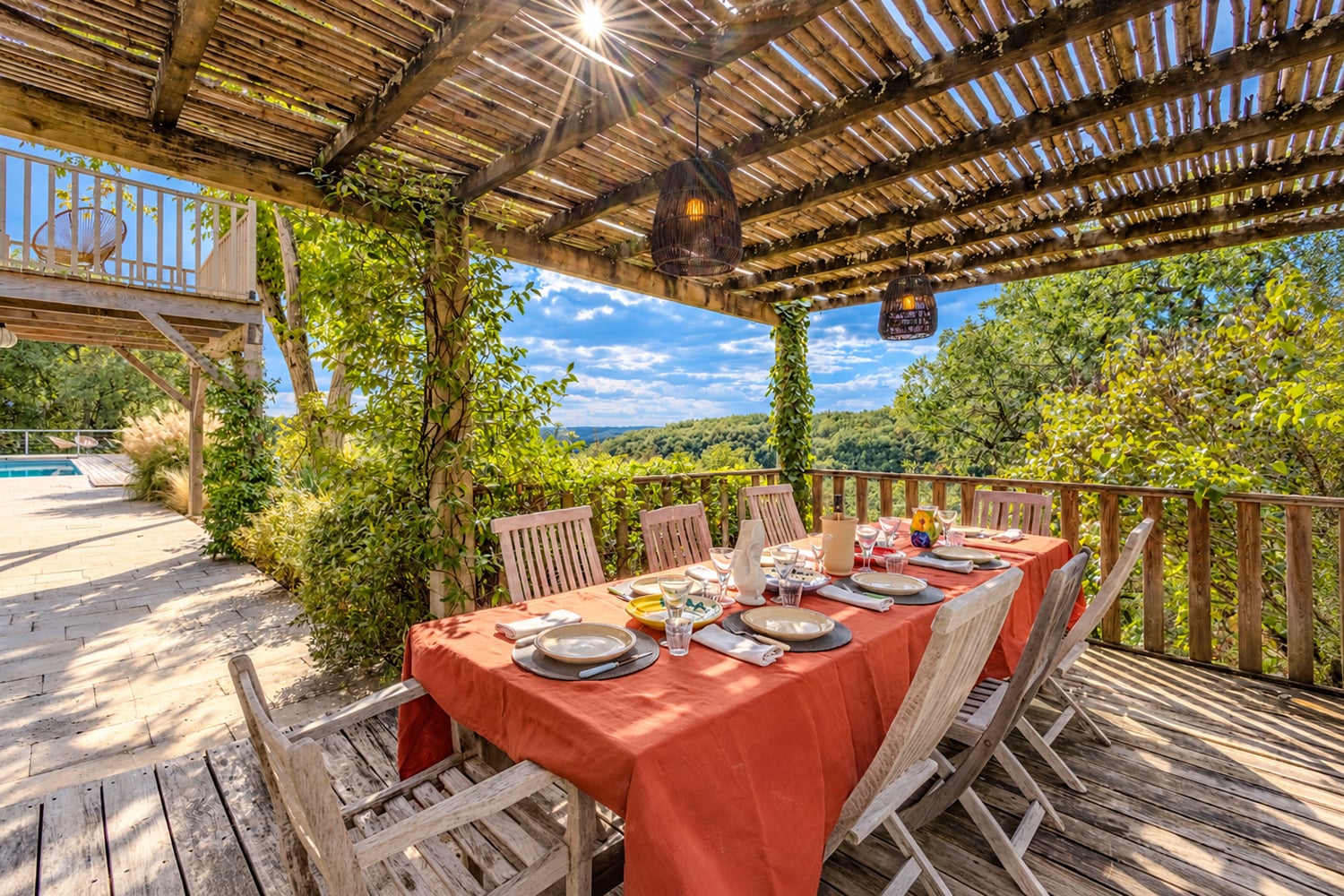 Shaded dining terrace Shaded dining terrace