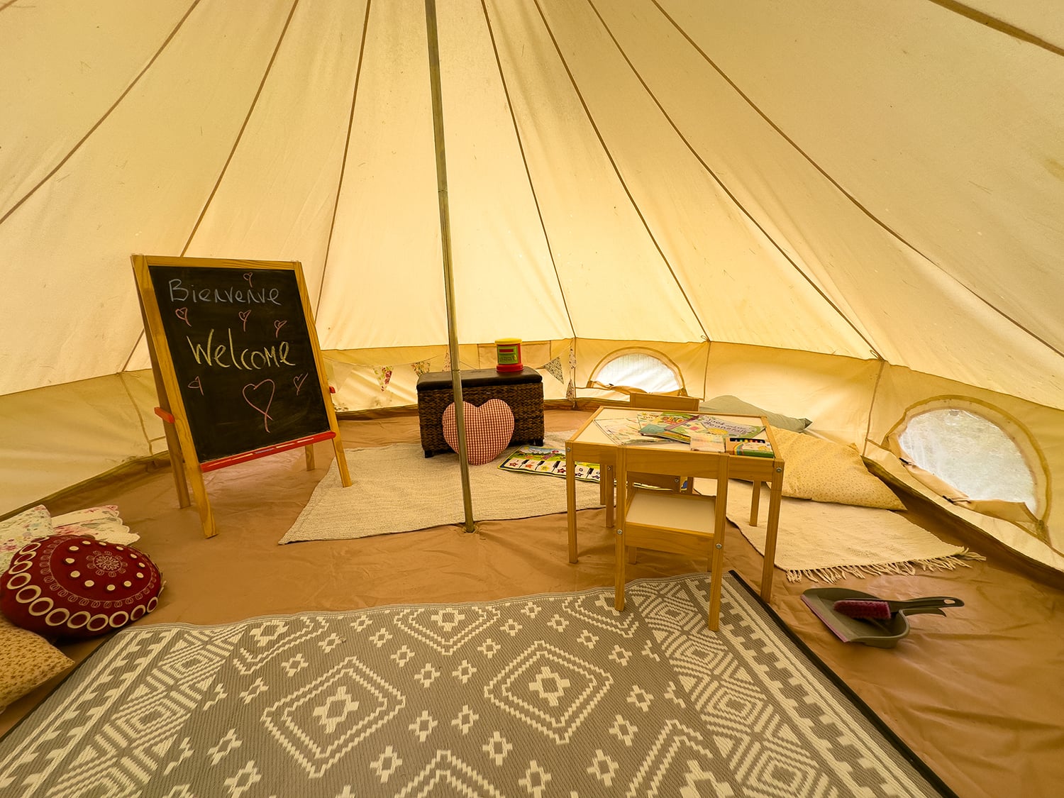 Inside tent Inside tent
