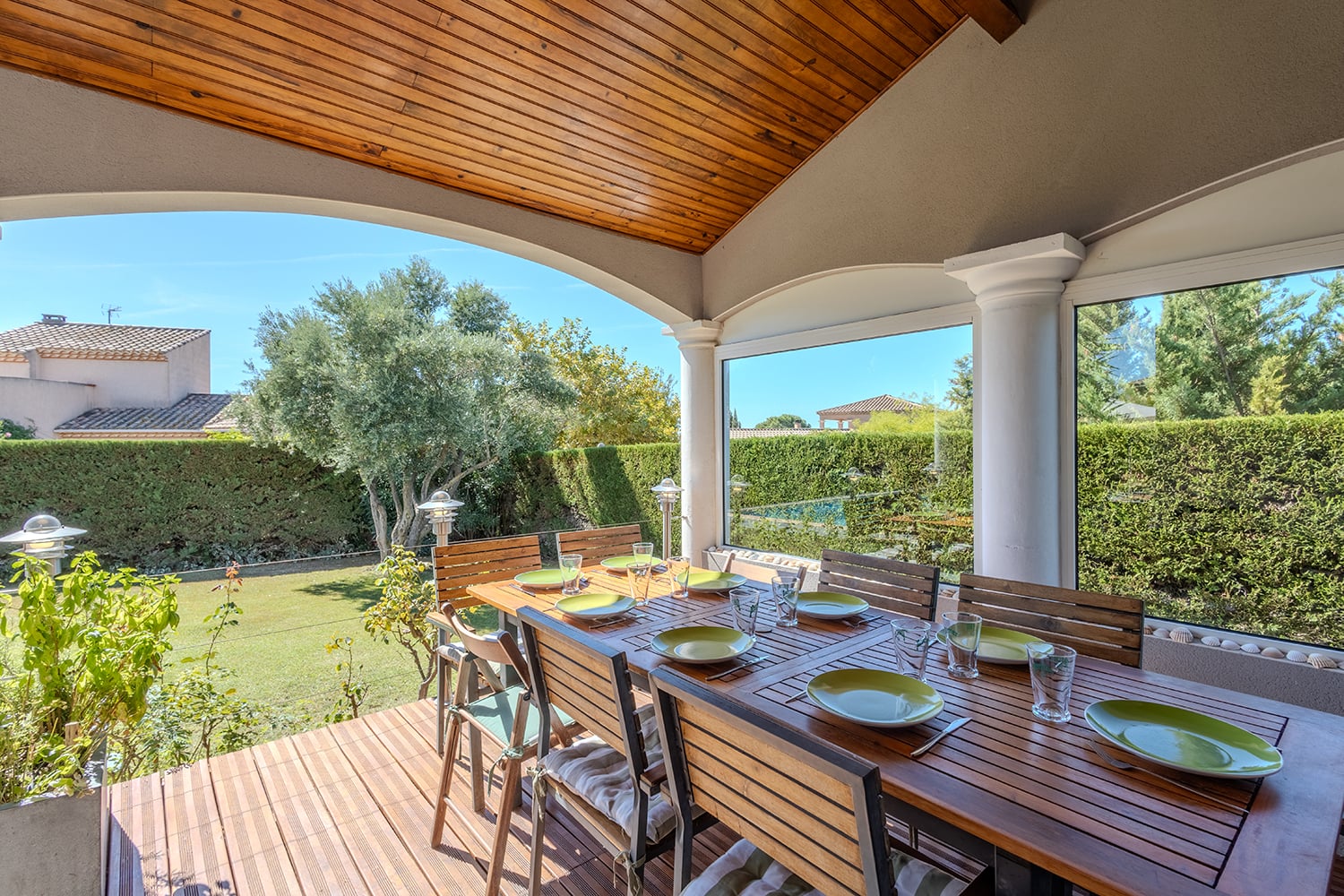 Shaded dining terrace