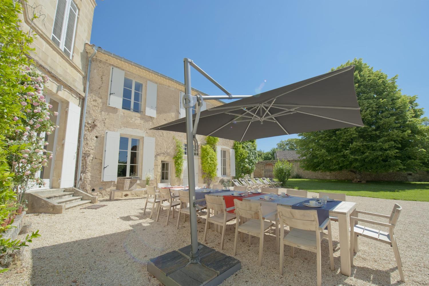 Shaded dining terrace