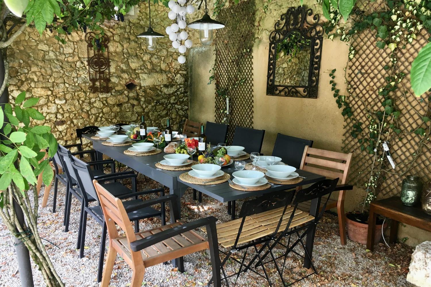 Shaded dining terrace