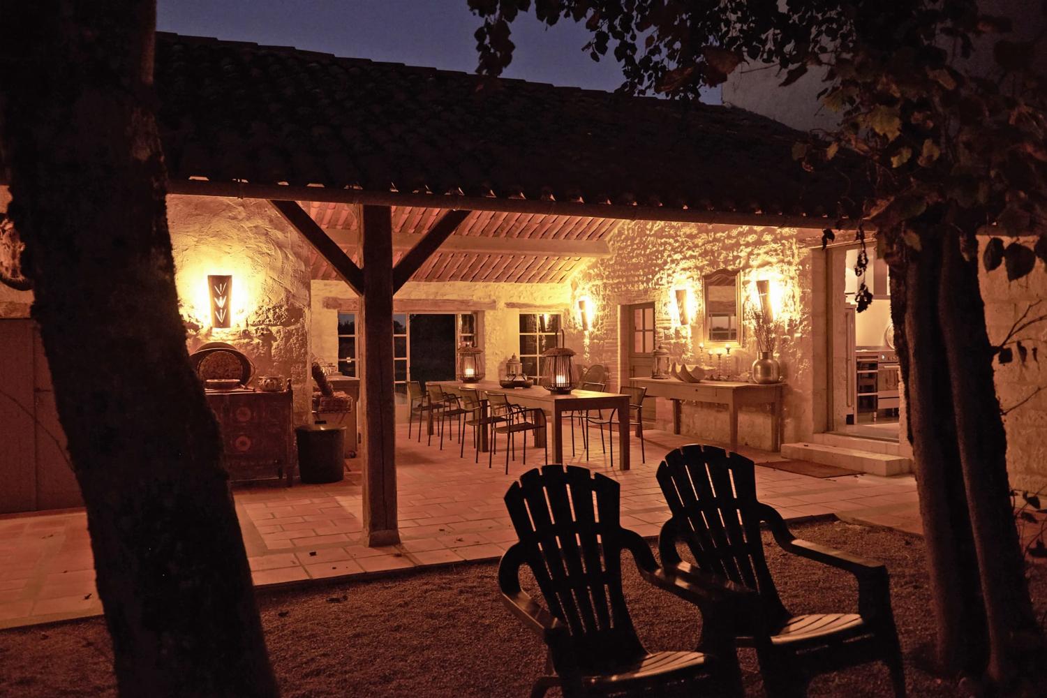 Shaded dining terrace