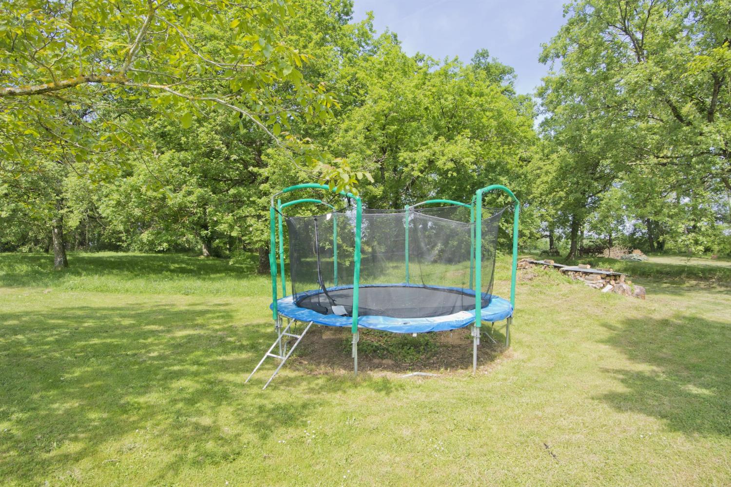 Trampoline in garden