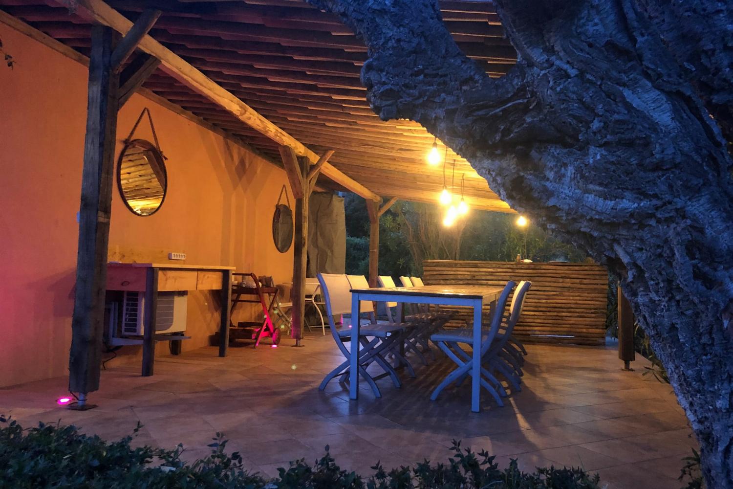 Shaded dining terrace