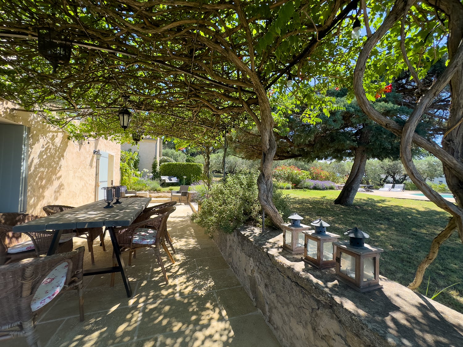 Shaded dining terrace