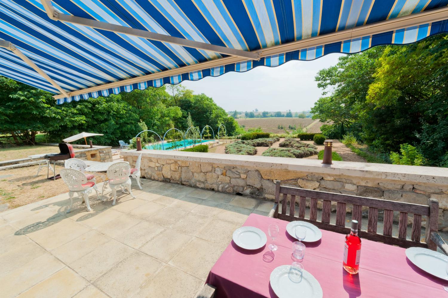Shaded dining terrace