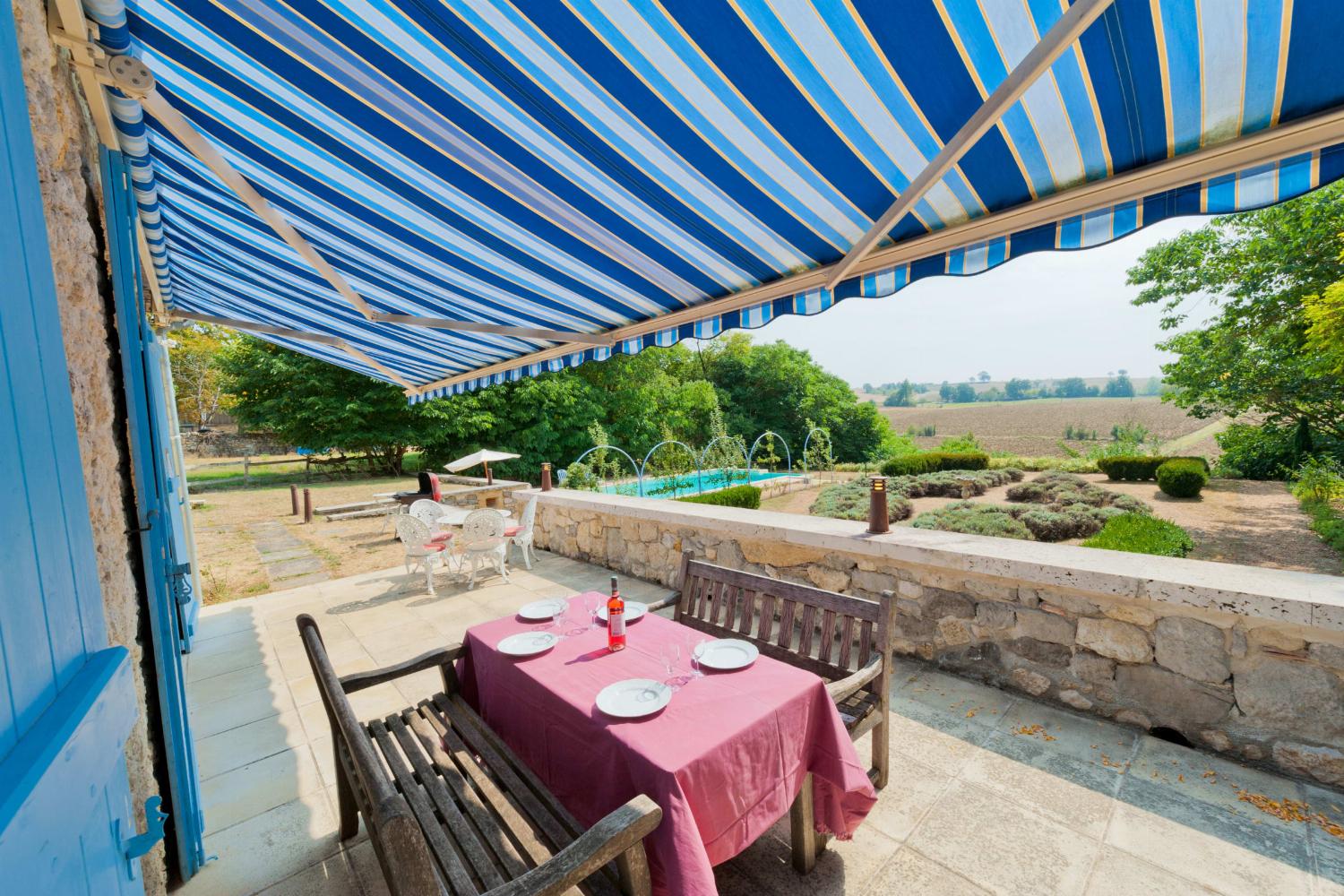 Shaded dining terrace
