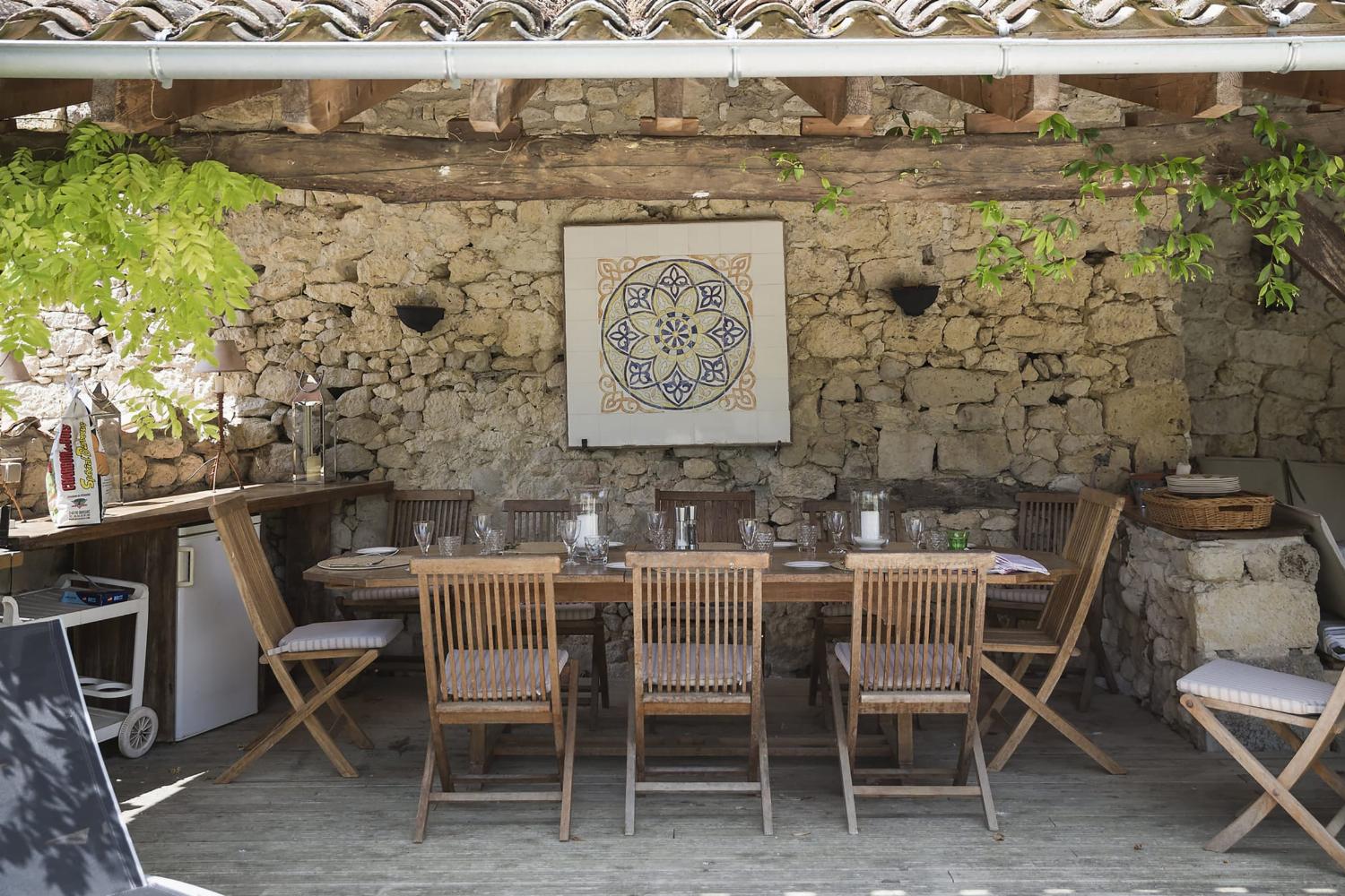 Shaded dining terrace
