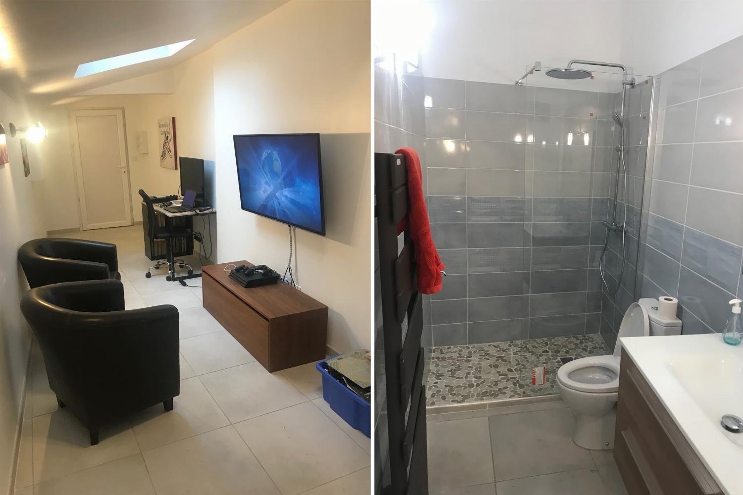Bathroom and cinema | Rental home in South of France