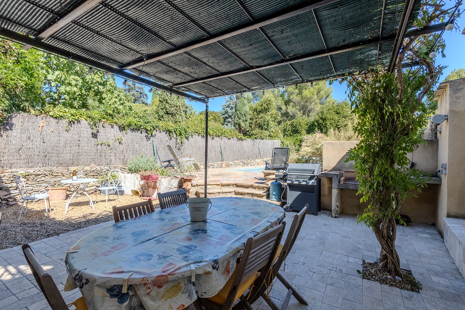 Shaded dining terrace