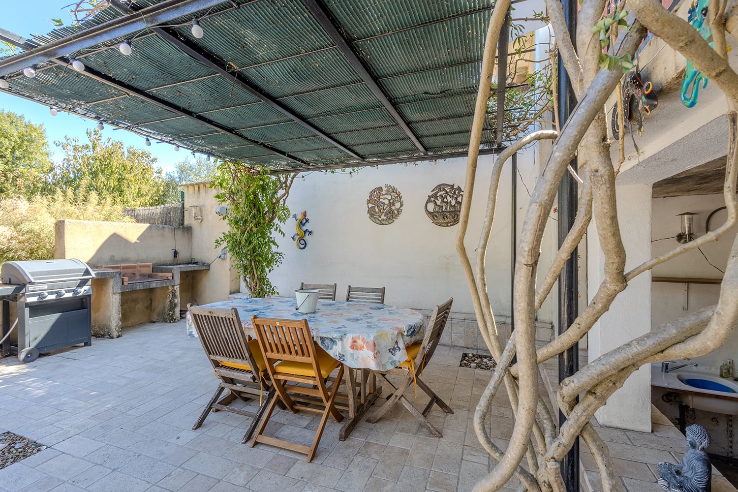 Shaded dining terrace