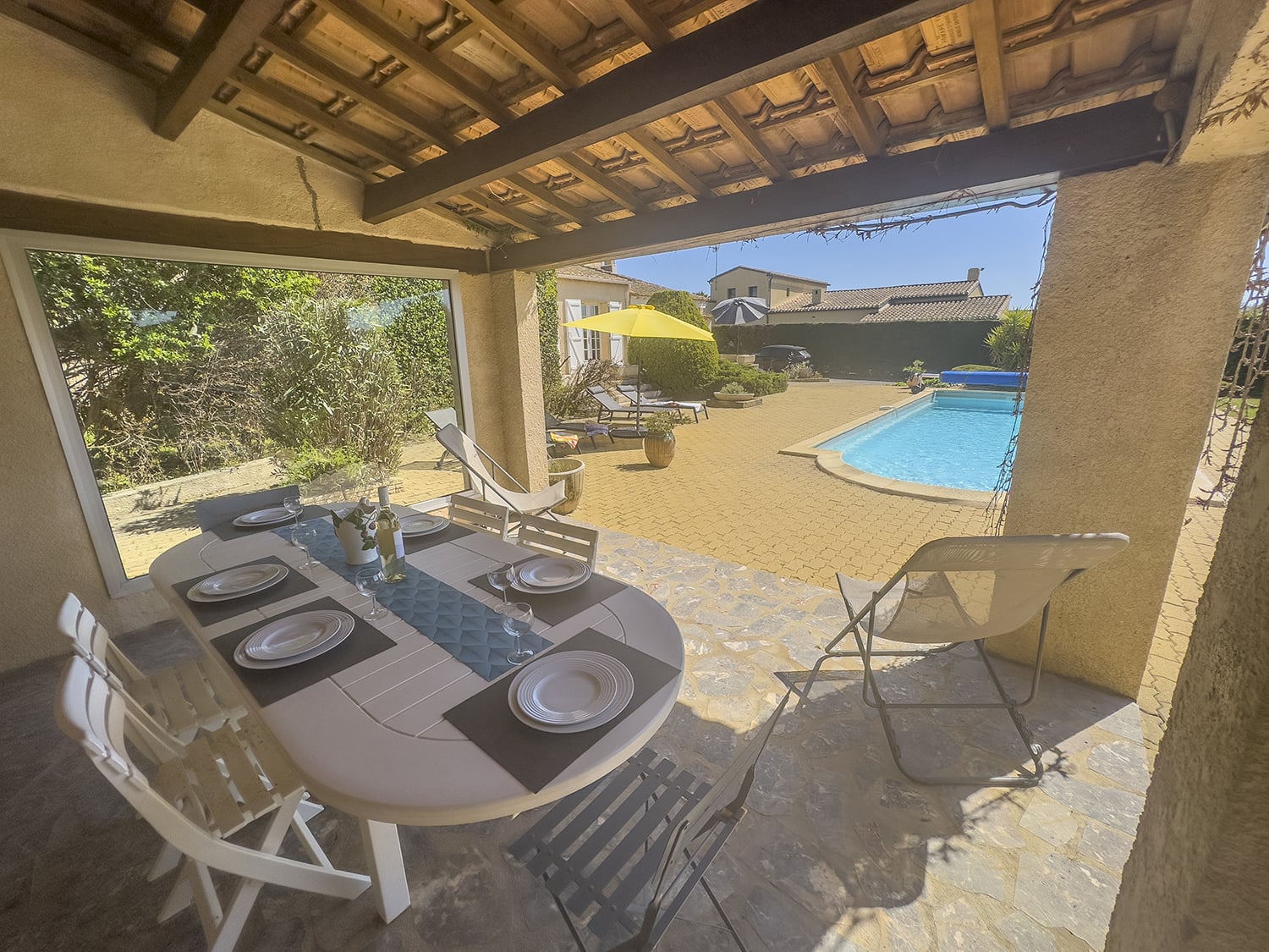 Shaded dining terrace