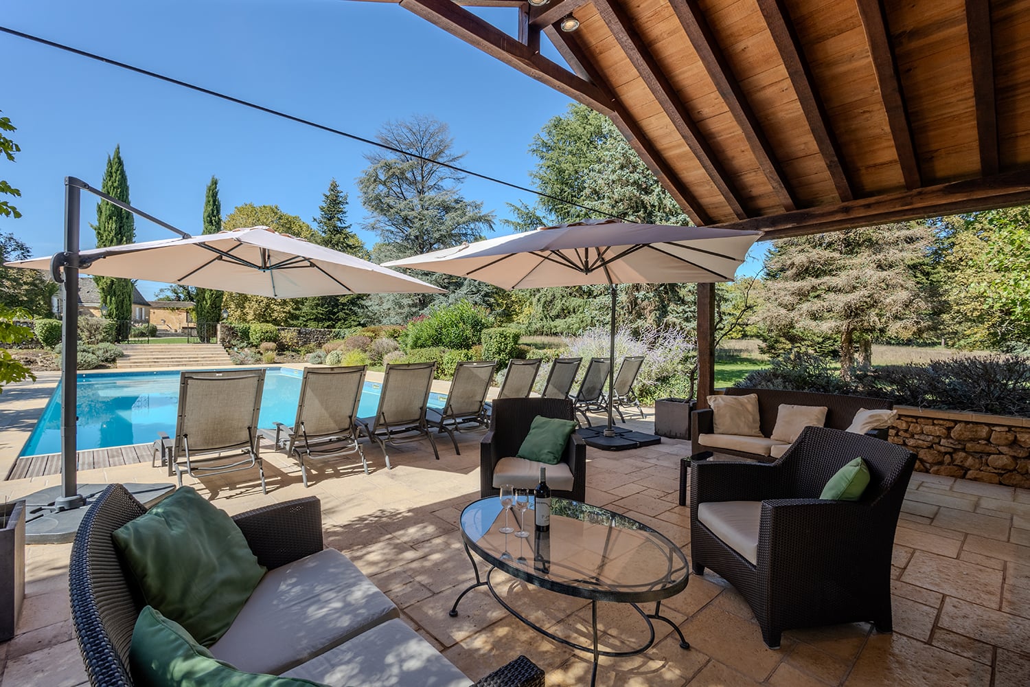 Shaded pool terrace