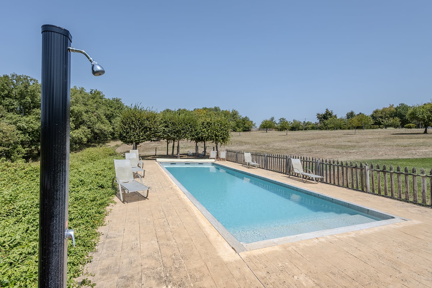 Private heated pool with pool shower