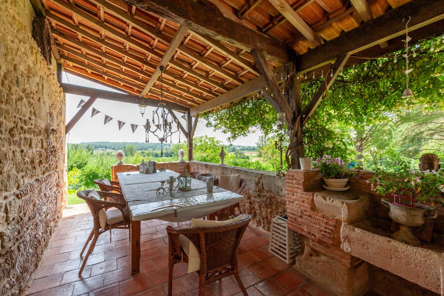 Shaded dining terrace