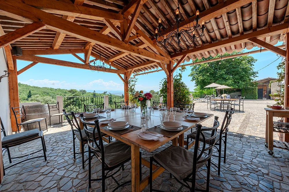 Shaded dining terrace